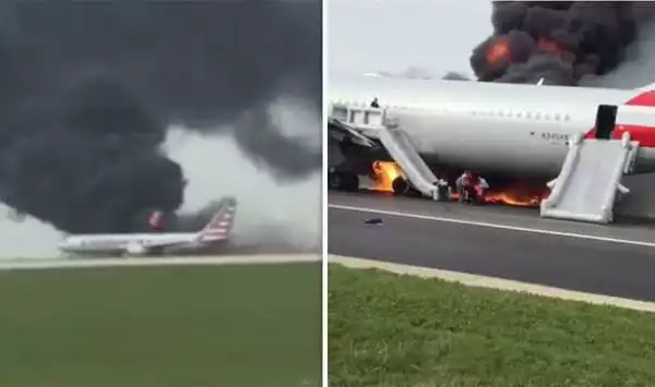 Photos: Passengers forced to flee plane on fire at Chicago airport runway